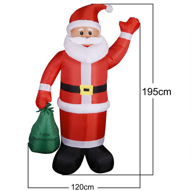 Opblaasbare kerstman 195 cm hoog