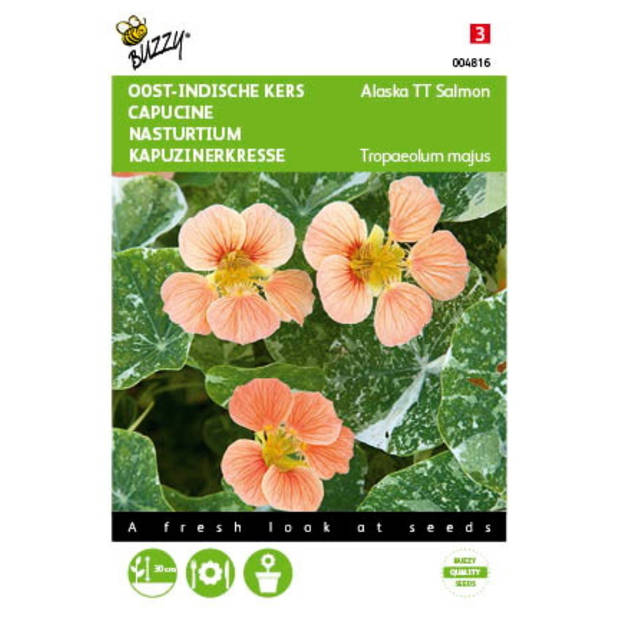 5 stuks Tropaeolum majus nanum Alaska TT Salmon Tuinplus