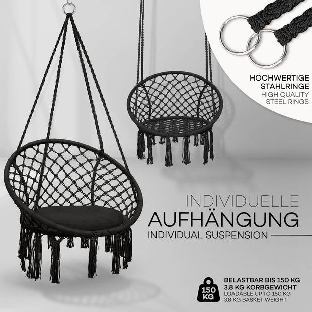 Tillvex- hangstoel -zwart -hangende schommel - hangmat