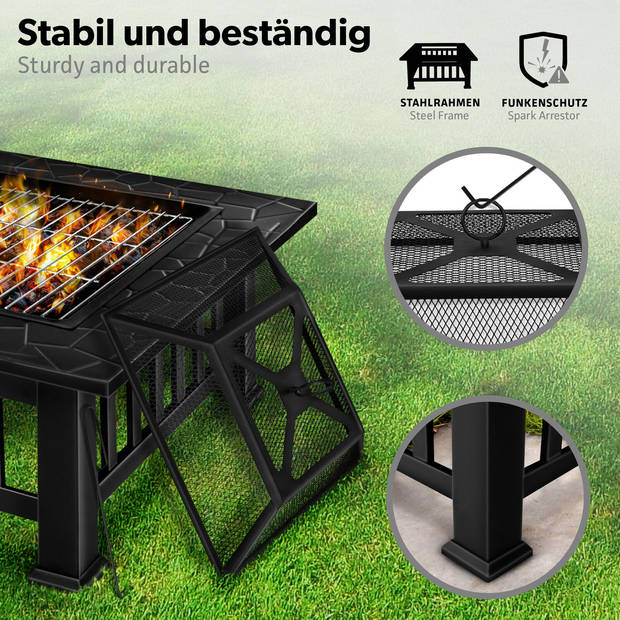 Vuurschaal met vonkenbescherming grill vuurkorf BBQ vuurkorf grillrooster tuin