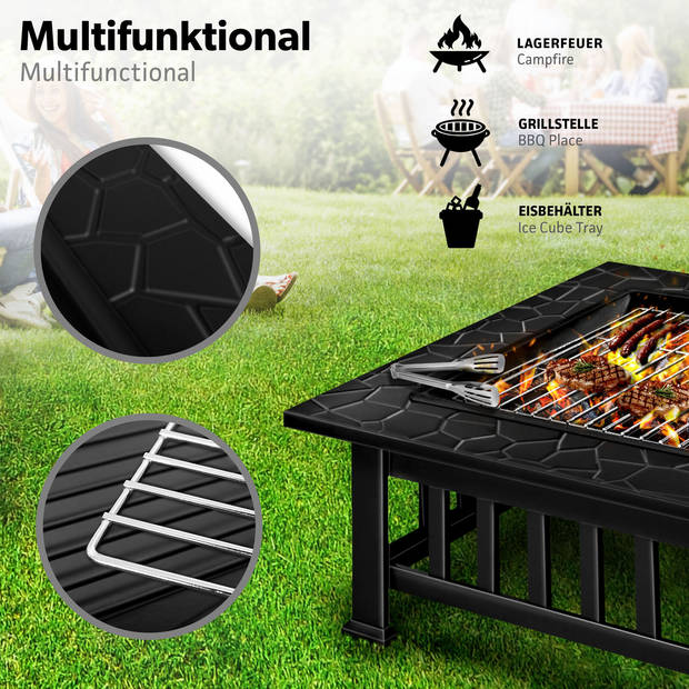 Vuurschaal met vonkenbescherming grill vuurkorf BBQ vuurkorf grillrooster tuin