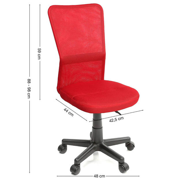 Kinderbureaustoel, rood, kinder burostoel, ergonomische kinderstoel