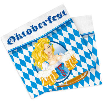 Folat servetten Oktoberfest 33 cm papier blauw/wit 20 stuks