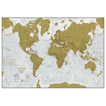 Maps International wereldkaart kras 84 x 59 cm papier (Frans)