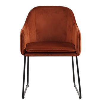 Livingfurn - Eetkamerstoel Benthe Rust Copper Velvet - Stof - 57x48x82