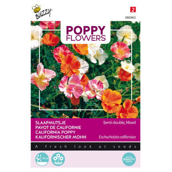 3 stuks Poppies of the world slaapmutsjes dubbelblad gemengd