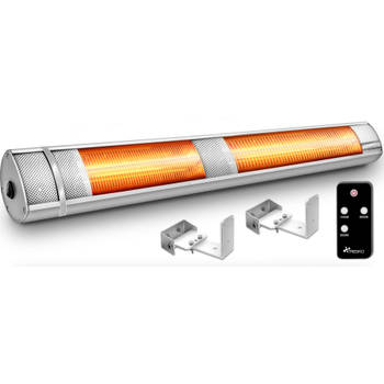 TRESKO- muur heater- 3000W- zilver- met afstandsbediening- infrarood -heater - terrasverwarmer- warmtestraler