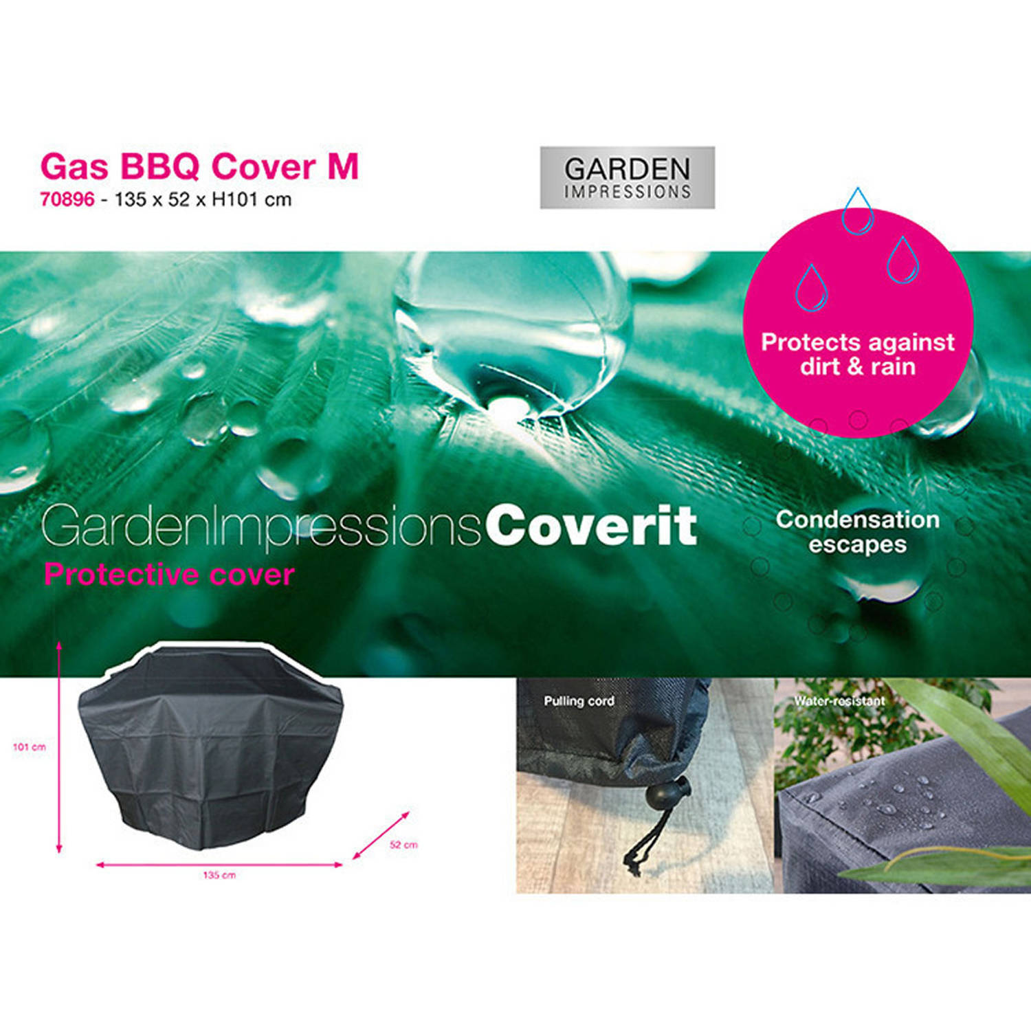 Garden Impressions Coverit Gas BBQ hoes M 135-70x52xH101