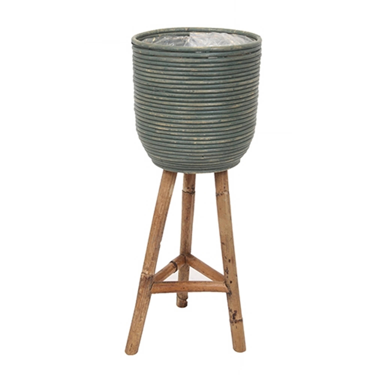 Van der Leeden - Pot Streep Op Poten Groen - diameter 20x47 cm