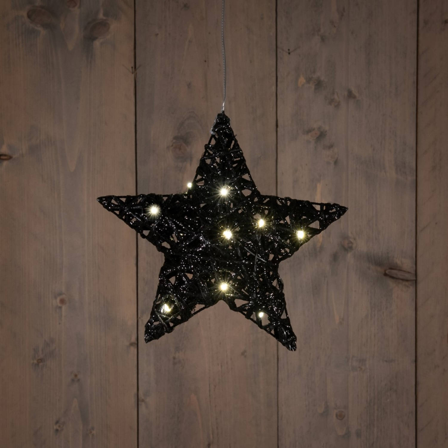 Anna's Collection - B.O.T. Star 20 cm Dark Glitter 6Led Warm White