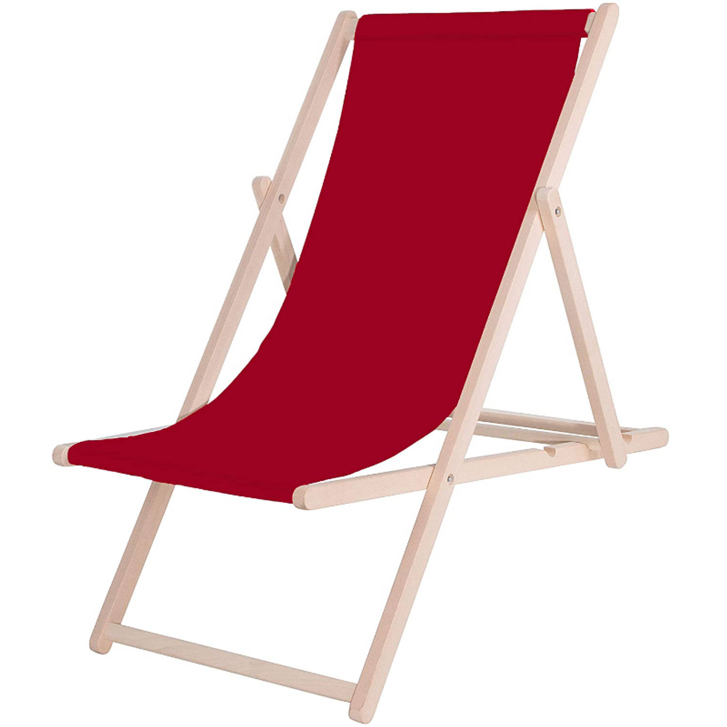 Ligbed Strandstoel Ligstoel Verstelbaar Beukenhout Handgemaakt Bordeaux Rood