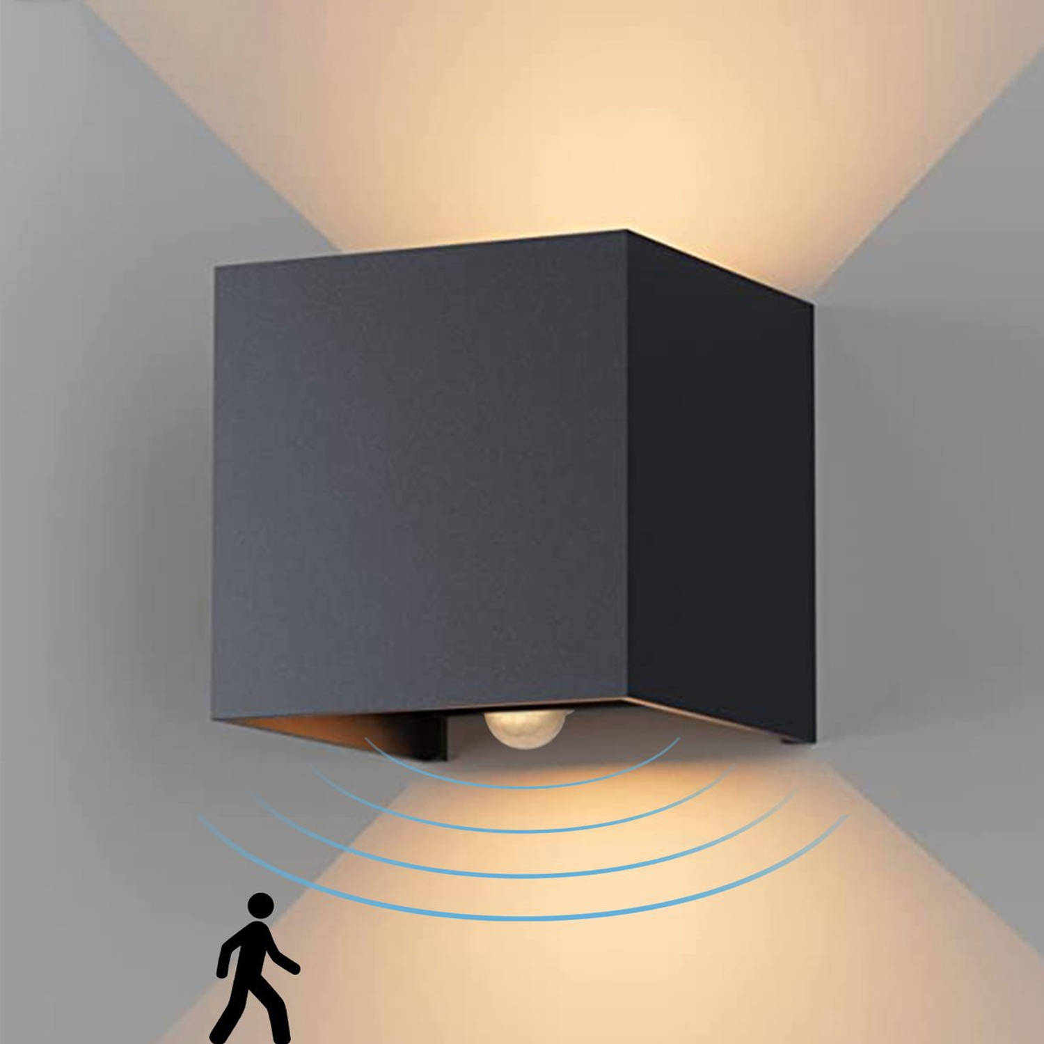 Nince Wandlamp Met Bewegingssensor 12W Geschikt voor Binnen-Buiten Industrieel Modern