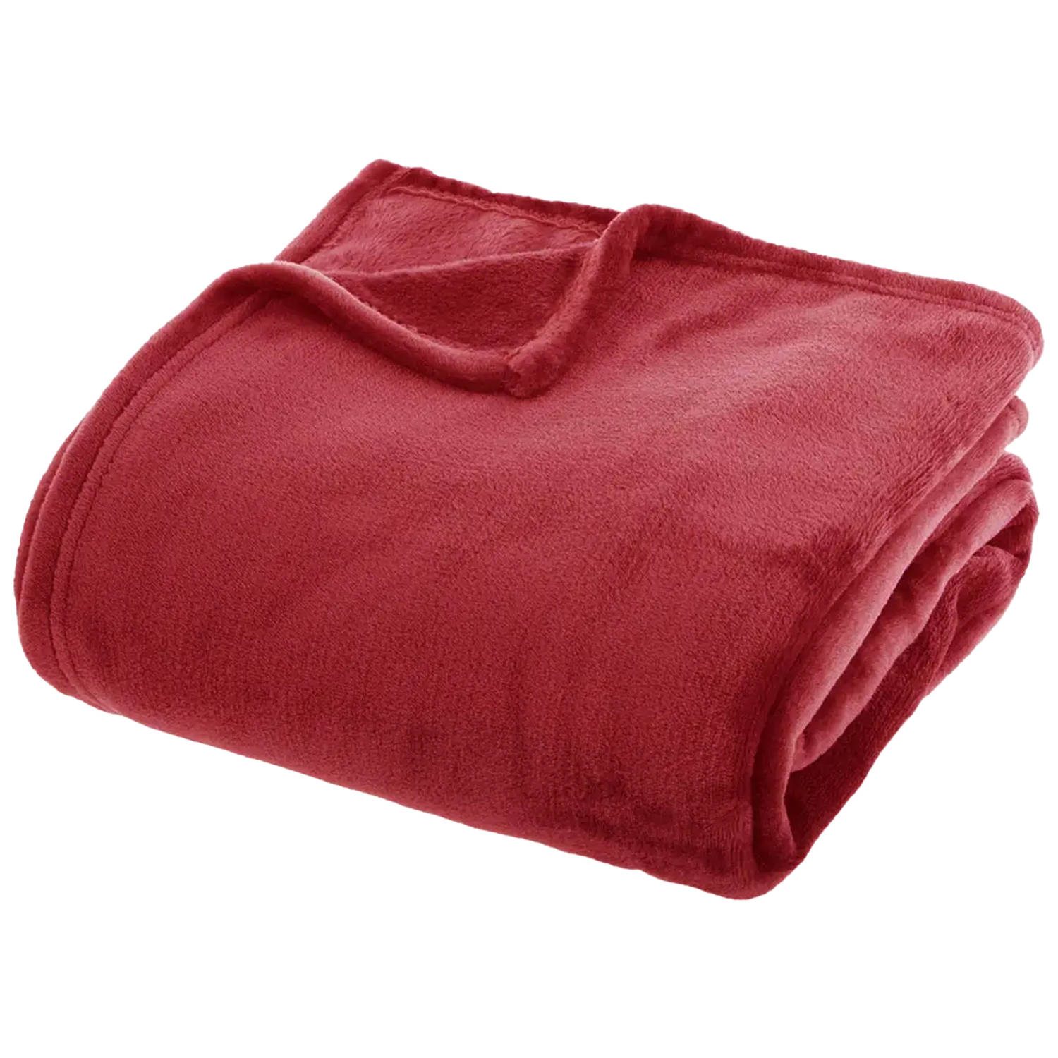 Atmosphera fleece deken/fleeceplaid - warm rood - 180 x 230 cm - polyester - Molton Bankdeken