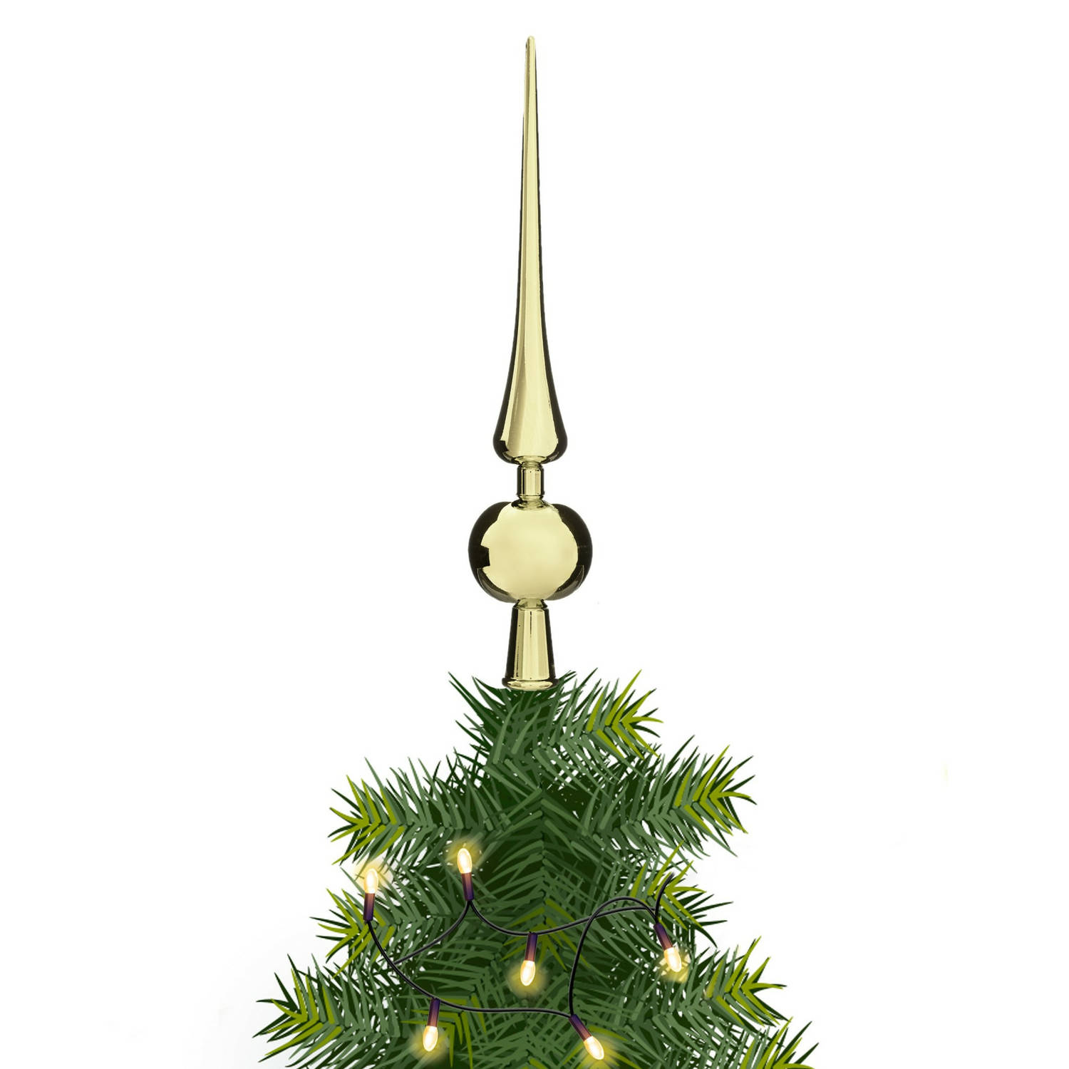 Atmosphera - kerstboom piek - goud - plastic - H28 cm - kerstboompieken