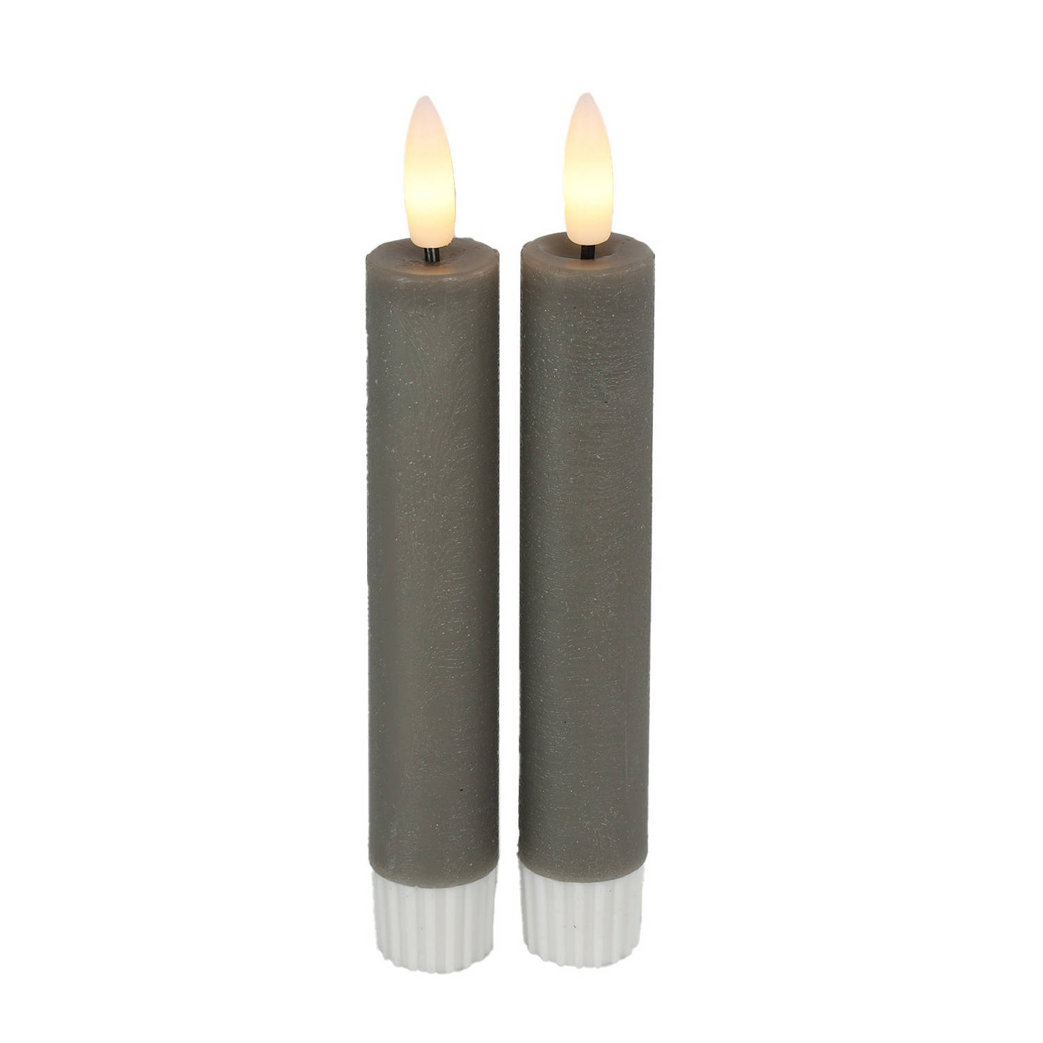 Kaarsen - Led - Wax - Decoratie - LED kaars met bewegende vlam - Grijs - 15cm - Countryfield