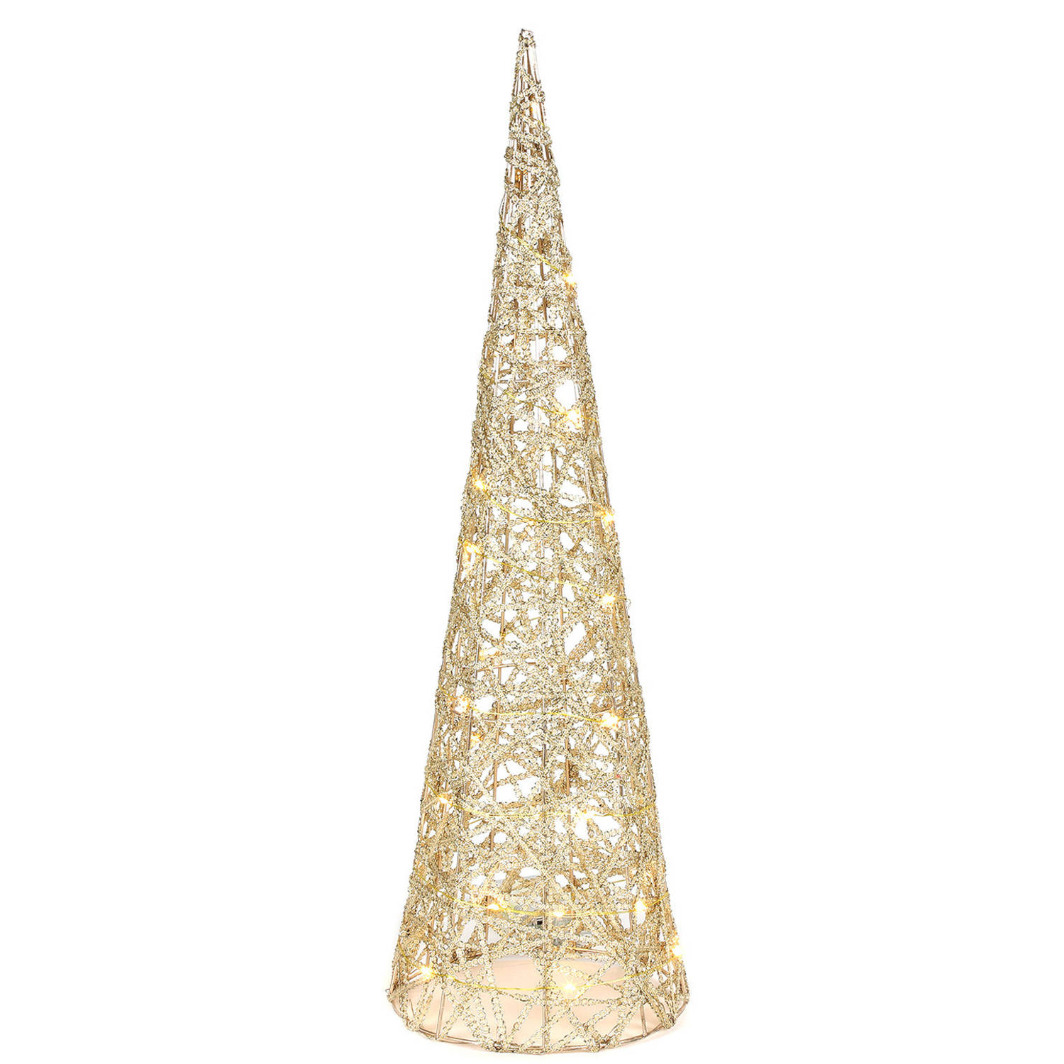 Countryfield LED kerstboom kegel H60 cm goud metaal kerstverlichting figuur