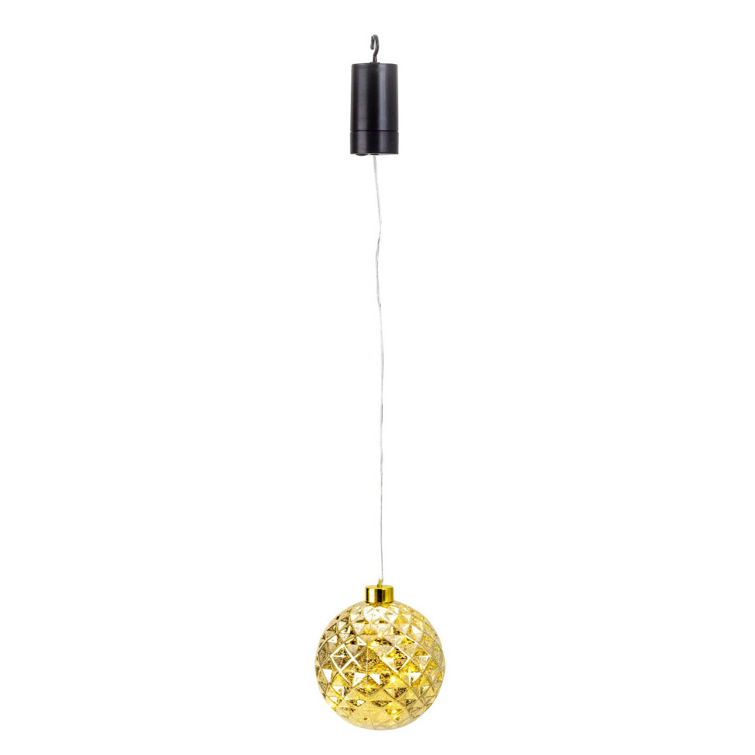 IKO verlichte kerstbal kunststof - goud - aan draad - D12 cm - led lampjes - warm wit