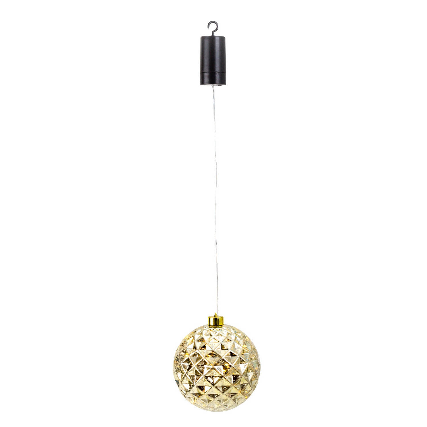 IKO kerstbal goud met led verlichting- D15 cm aan draad kerstverlichting figuur