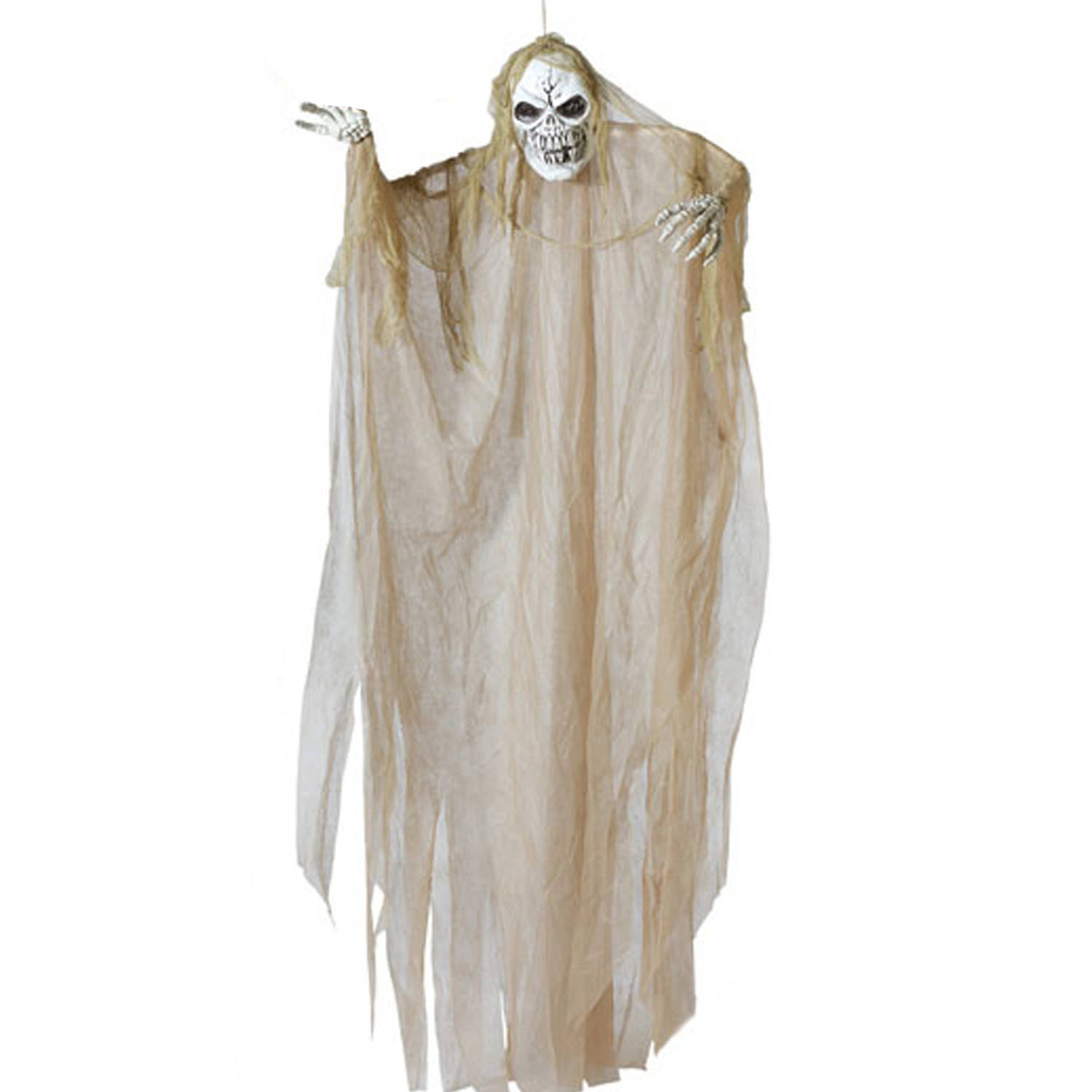 Halloween/horror thema hang decoratie spook/geest/skelet - met LED licht - griezel pop - 220 cm