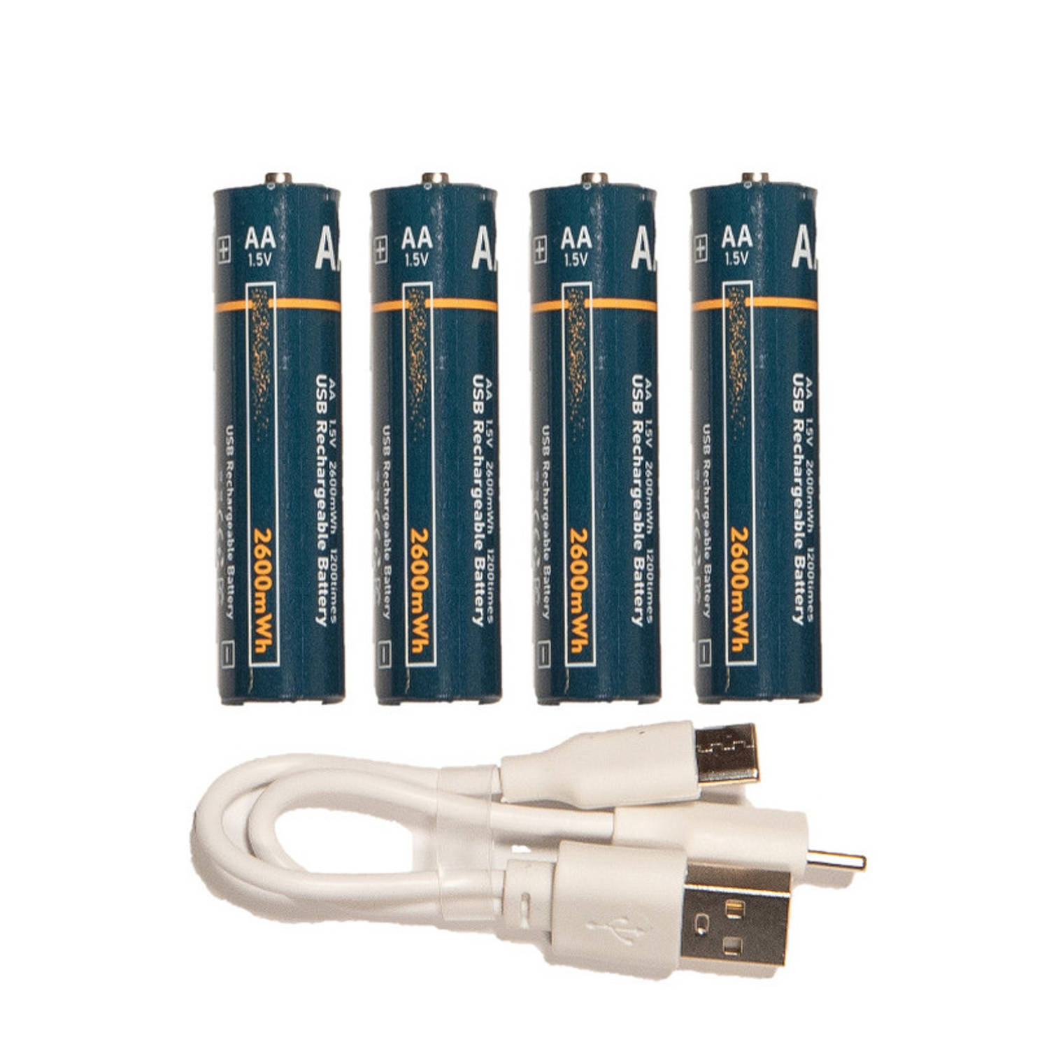 Anna Collection Oplaadbare batterijen - AA penlite - 4x stuks - met USB kabel