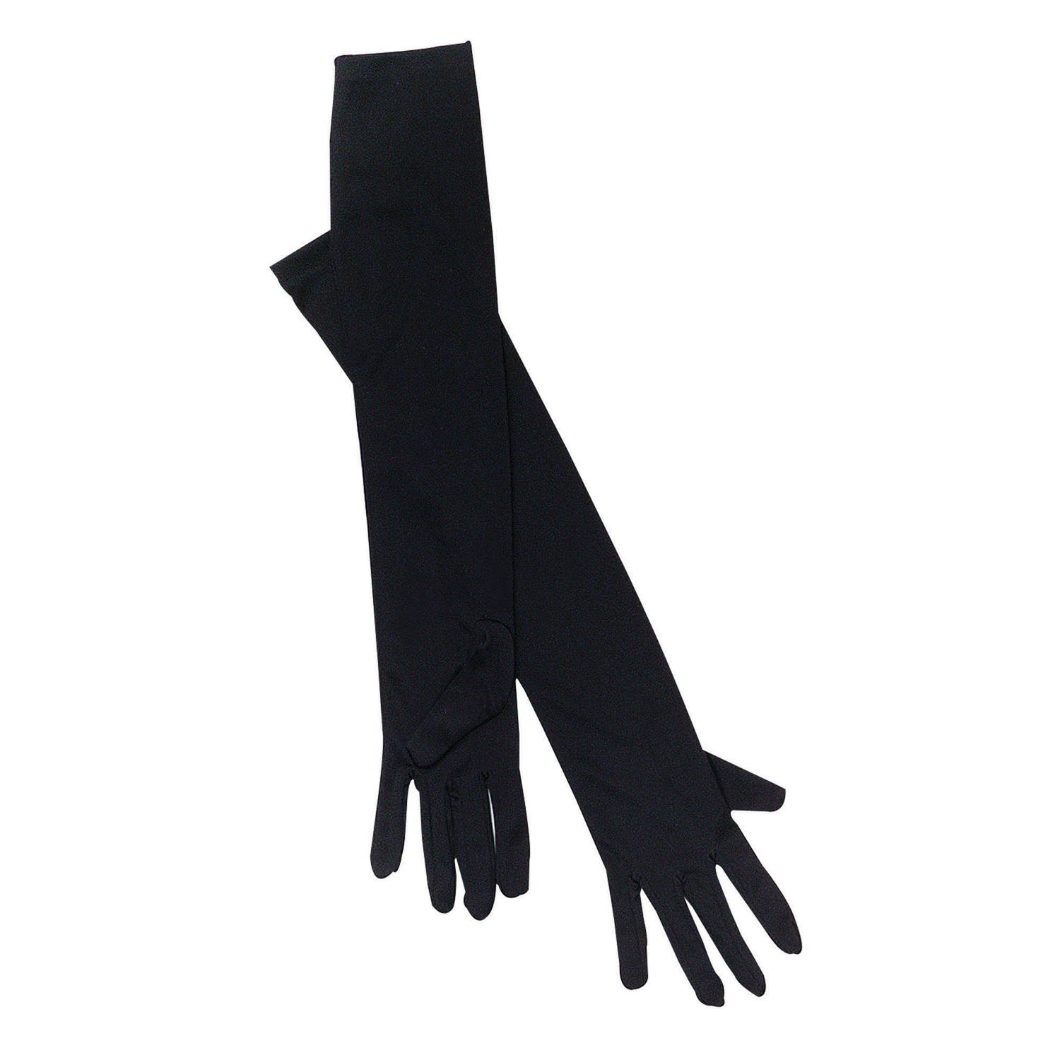 Verkleed handschoenen voor dames zwart one size lang model Verkleedhandschoenen