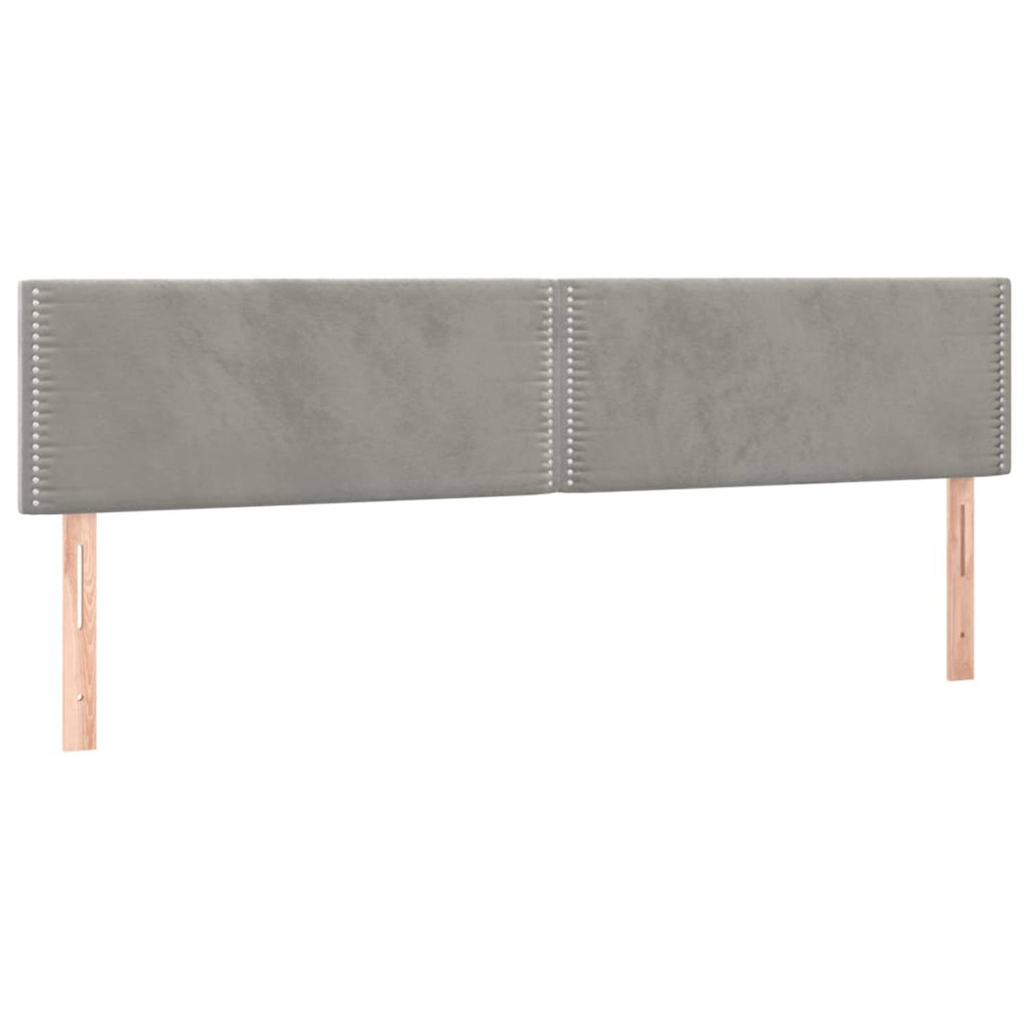 The Living Store Hoofdborden 2 st 100 x 5 x 78/88 cm fluweel lichtgrijs - Bedonderdeel