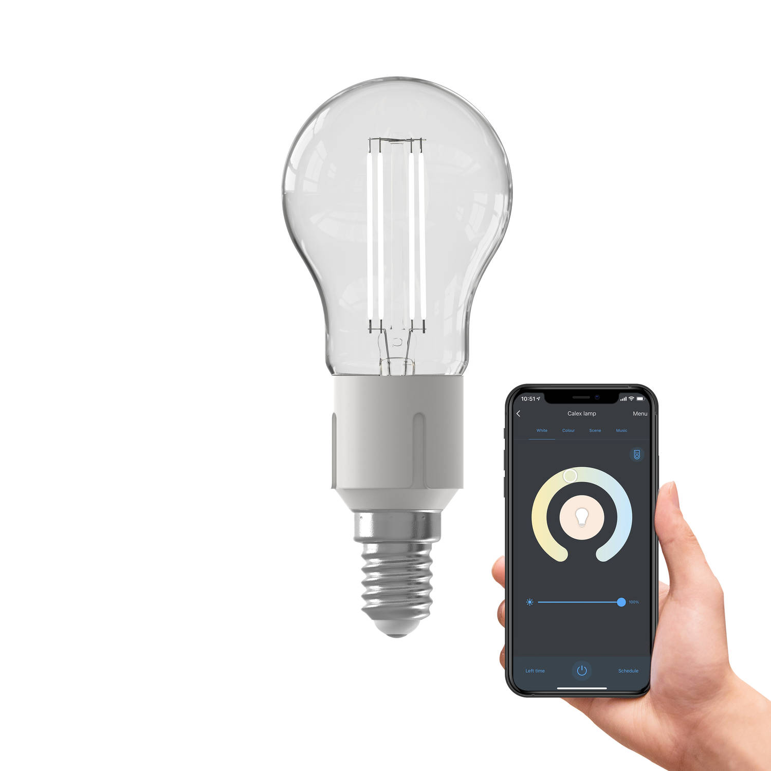 Calex wifi Smart Kogellamp Helder Filament E14