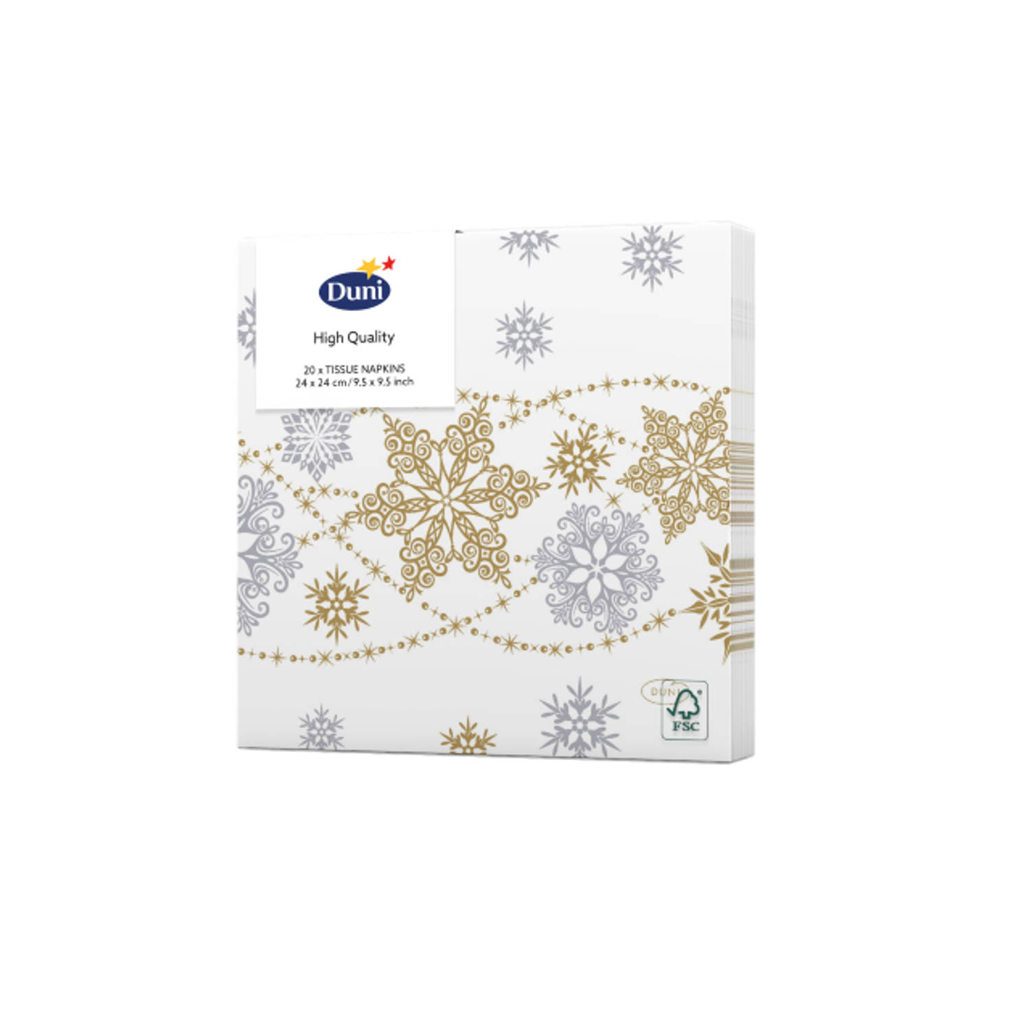 Duni - Servetten Snow Glitter White 3-laags tissue 24 x 24 cm