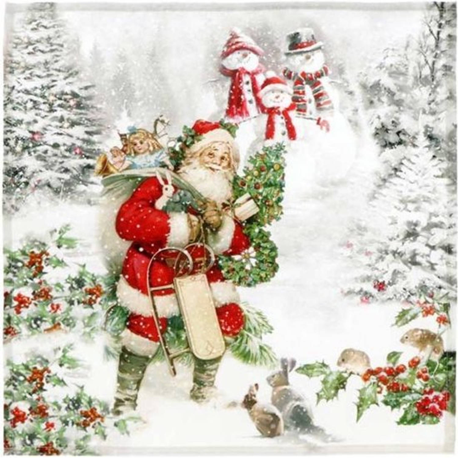 Kerst Kerstmis Christmas Noël Servetten Filip 40x40cm dessin 1 Verpakt per 6 stuks