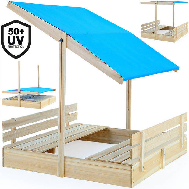 Spielwerk- Zandbak, zonnedak, zitbanken, verstelbaardak, kantelbaar dak