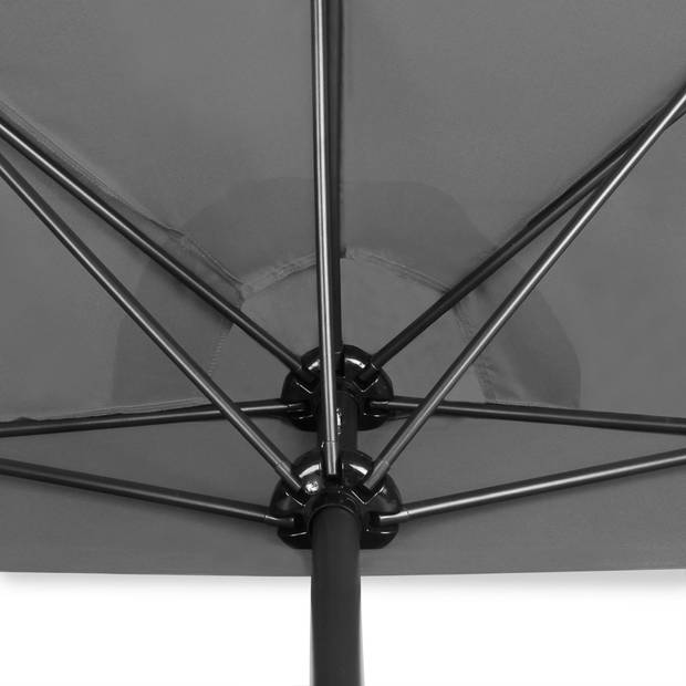 Kingsleeve Halve Parasol Zonnescherm Ø 2,7m Halfrond Balkon Terras UV 50+ Antraciet