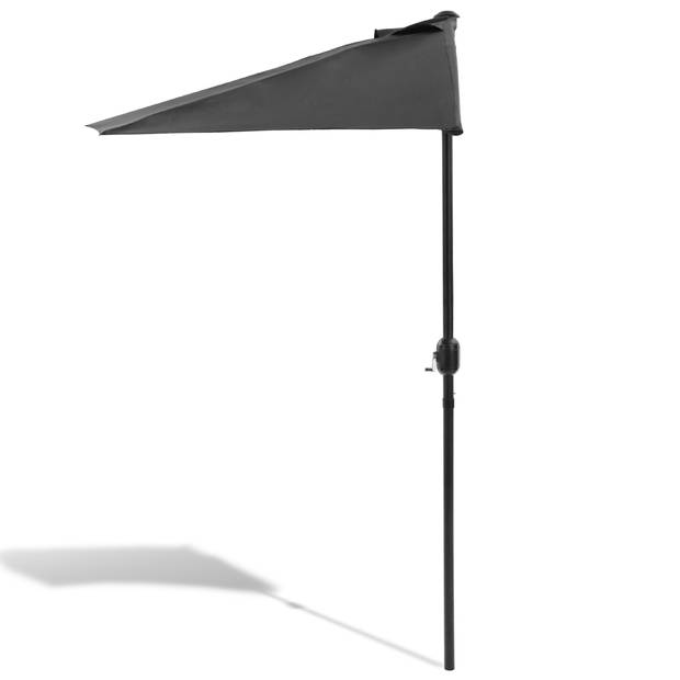 Kingsleeve Halve Parasol Zonnescherm Ø 2,7m Halfrond Balkon Terras UV 50+ Antraciet