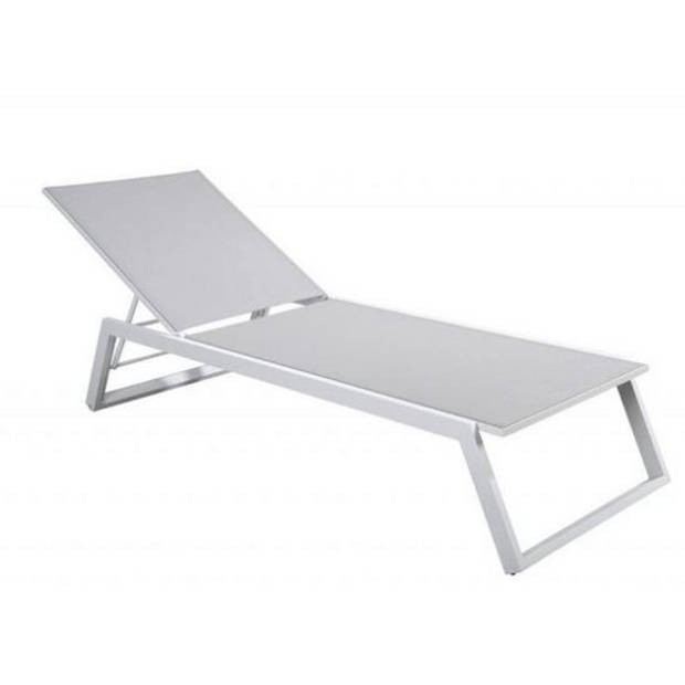 Yoi - Mizu stackable lounger alu white/grey textilene