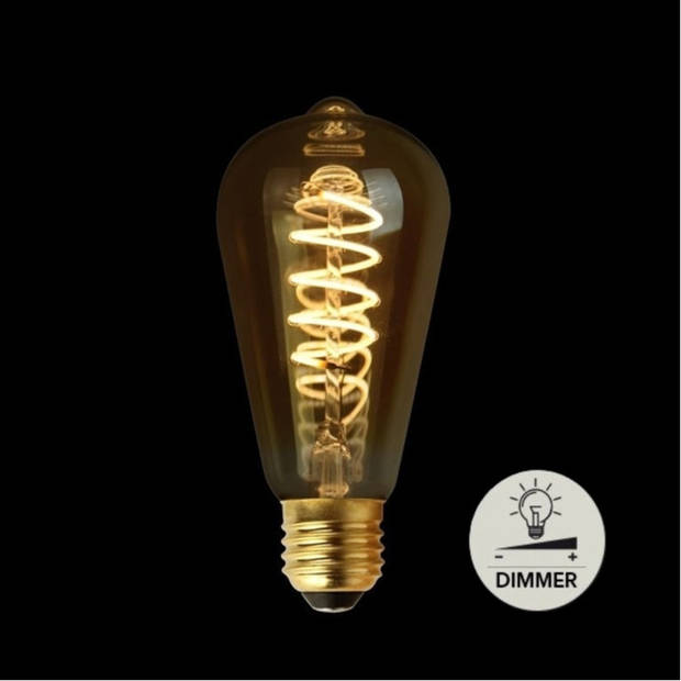 Anna's Collection LED Retro gloeilamp - dimbaar - designlamp- oranje glas - 145 x 64 mm - Lamp (bolletje)