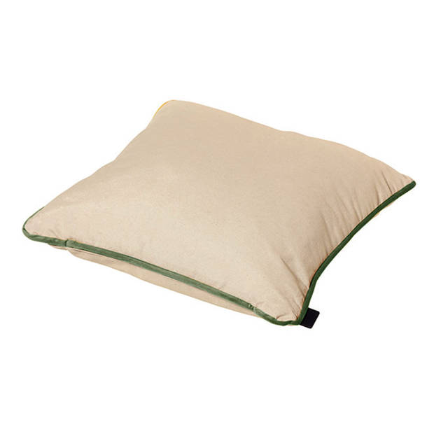 Madison sierkussen Velvet-Panama - 45x45 - army green piping - linnen