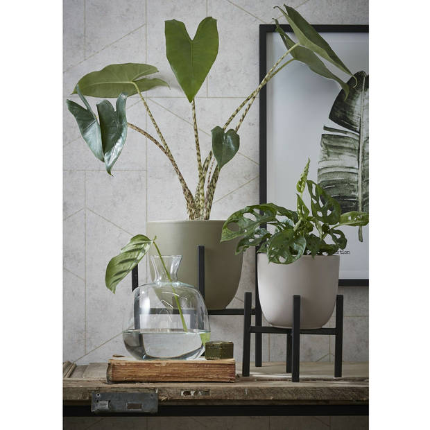 Zwart ijzeren plantenkrukje/planten standaard Ascot H16 x B16 cm woonaccessoires/woondecoraties - Plantenstandaarden
