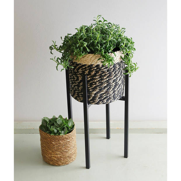 Zwart ijzeren plantenkrukje/planten standaard Ascot H16 x B16 cm woonaccessoires/woondecoraties - Plantenstandaarden