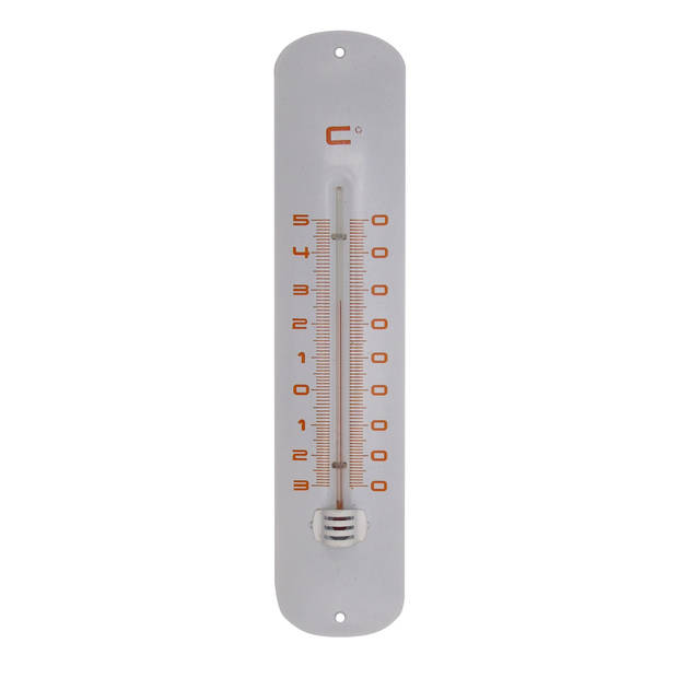 Nature - Muurthermometer metaal wit 30x6,5x1 cm