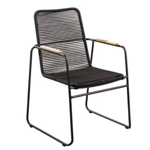 Yoi - Wasabi stackable dining chair alu black/rope black