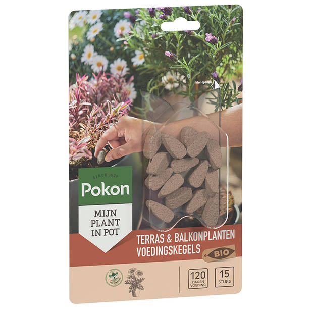 Bio Terras & Balkonplanten voeding 15 langwerkende kegels Pokon