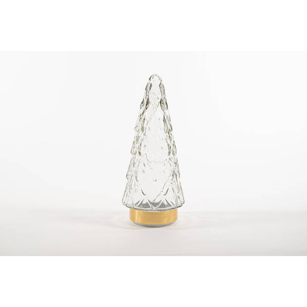 Anna's Collection - Tree Glass 10,5X24,5Cm Clear With Golden Base 10Led 3Xa