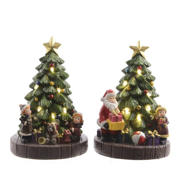 LED kerstboom 2ass op batterij 10x9x16 cm warm wit