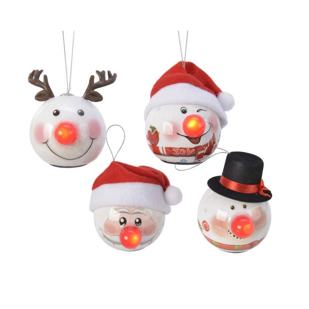 LED Kerstballen foam 4ass op batterij dia 6,5 cm rood