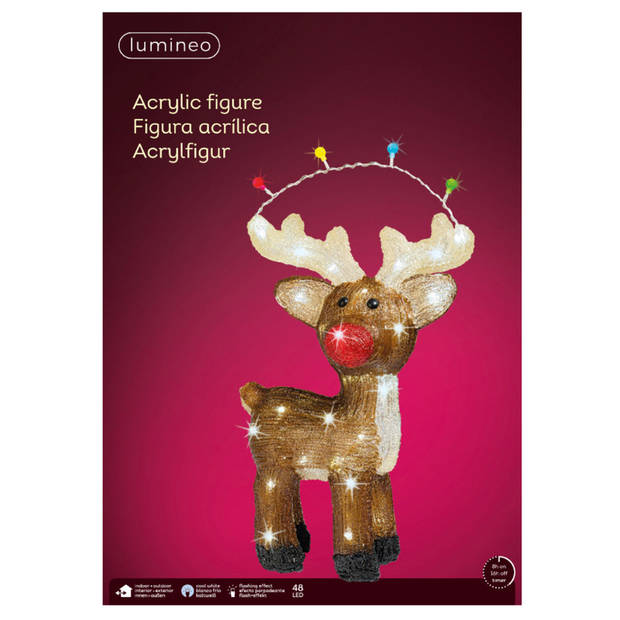 Lumineo Verlicht figuur - rendier - 47 cm - LED - kerstverlichting figuur