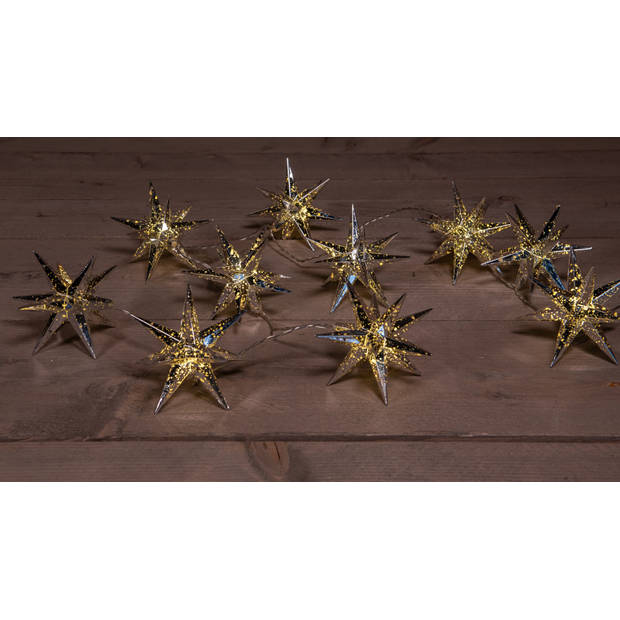 Anna's Collection - 10Pcs Silver 3D Star 12 cm 10Led Warm White 1,5M