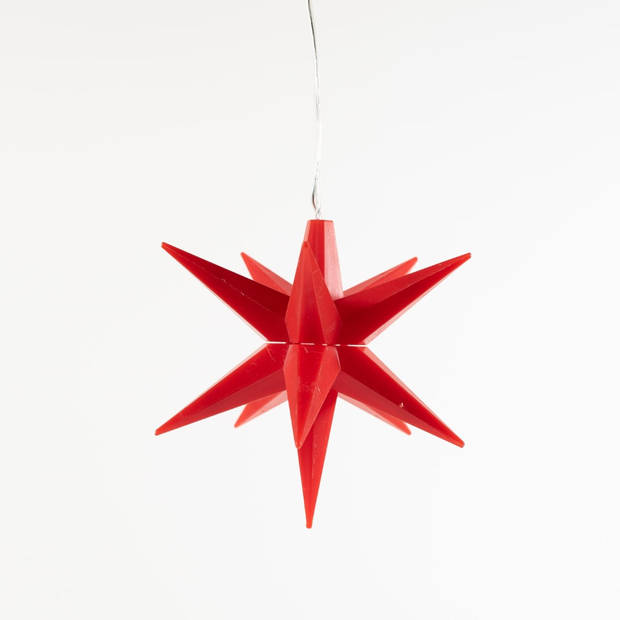 Anna's Collection - Red 3D Star 12Cm / 1Led Warm White / 1,5M Transparent