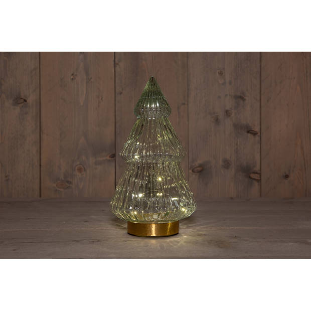 Anna's Collection - B.O.T. Tree Glass 15X28,5 cm Clear With Golden Base 10Led