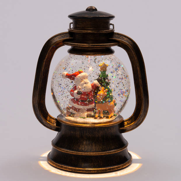 Anna's Collection sneeuwbol/snowglobe lantaarn - LED lampjes - 20 cm - Sneeuwbollen