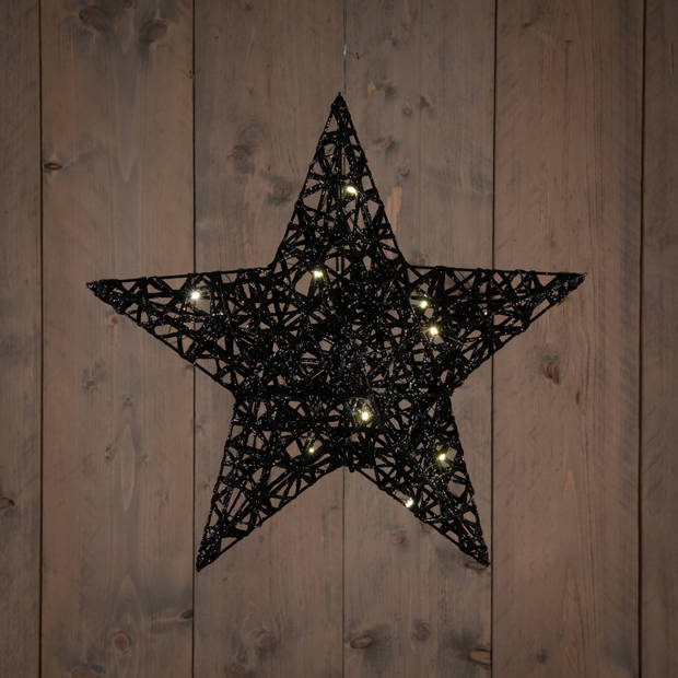 Anna's Collection - B.O.T. Star 40 cm Dark Glitter 15Led Warm White