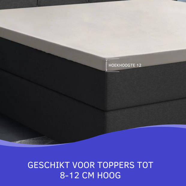 Zavelo Deluxe Katoen-Satijn Topper Hoeslaken Creme-Lits-jumeaux (180x220 cm)